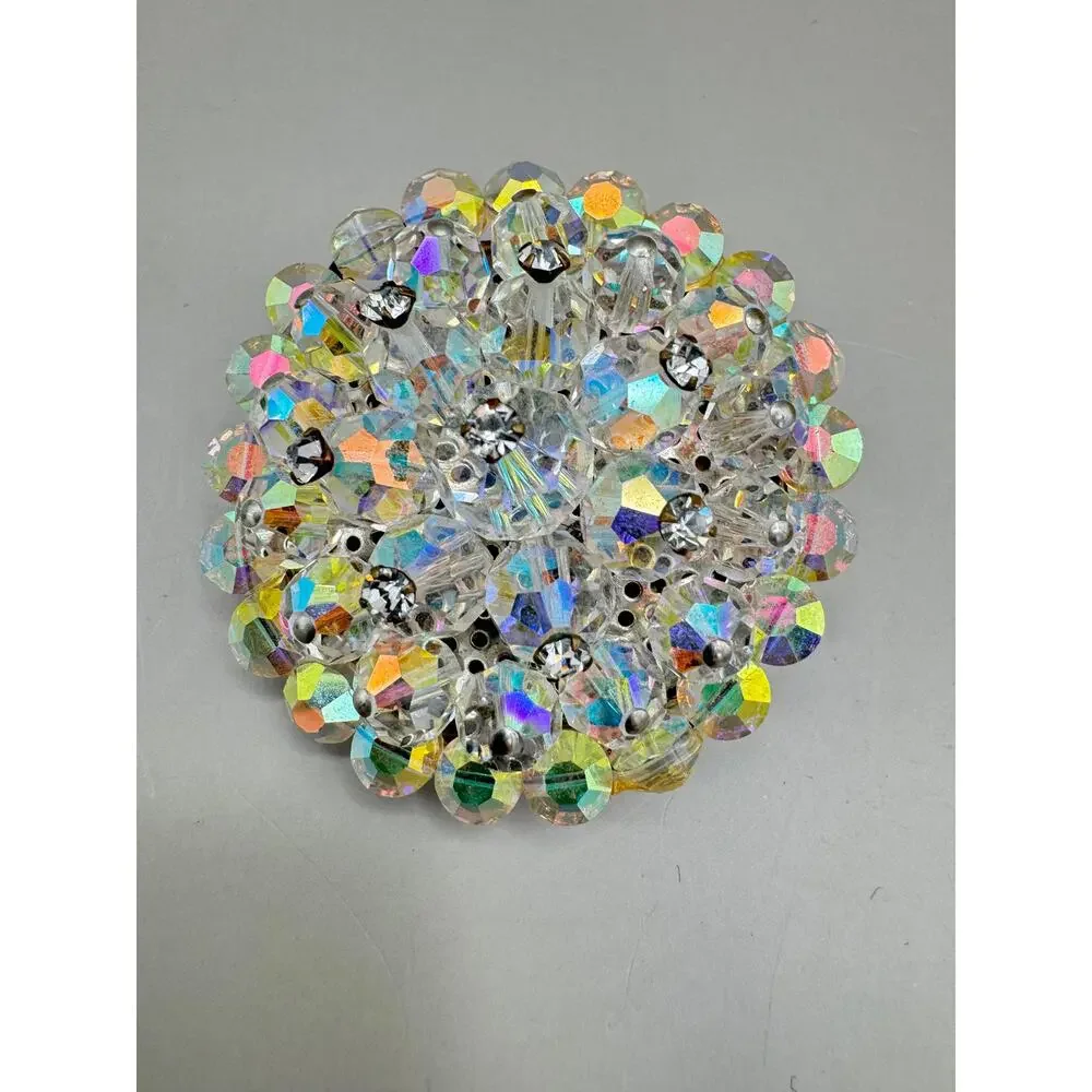 Vintage Aurora Borealis Crystal Brooch Pin